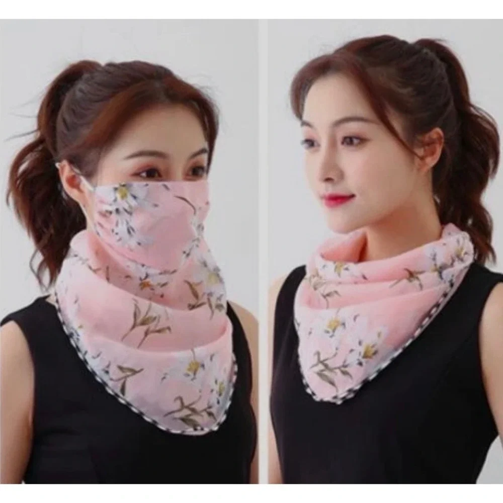Lot of 6‎ Floral Chiffon Face Mask Scarf Womens Neck Gaiter Sun Protection New